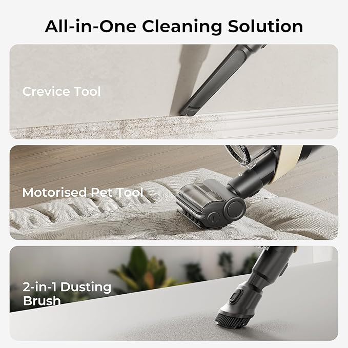 Candy Cordless Stick Vacuum Cleaner, 650W/320AW Powerful Suction, Up to 100min, Flexi-Fold Tube, SmartSense Tech, LED Headlights, Pet Hair Pickup, Pet & Crevice Tools, for Hard Floor & Carpet, CVS60