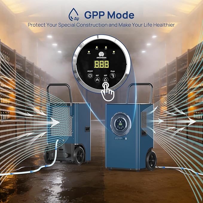 ARGENDON Commercial Dehumidifier with Pump for Basement, 110 Pints Heavy Duty Industrial Dehumidifiers on Wheels with Drain Hose for Water Damage Restoration, Large Room Space, Garage, AUTO Defrost