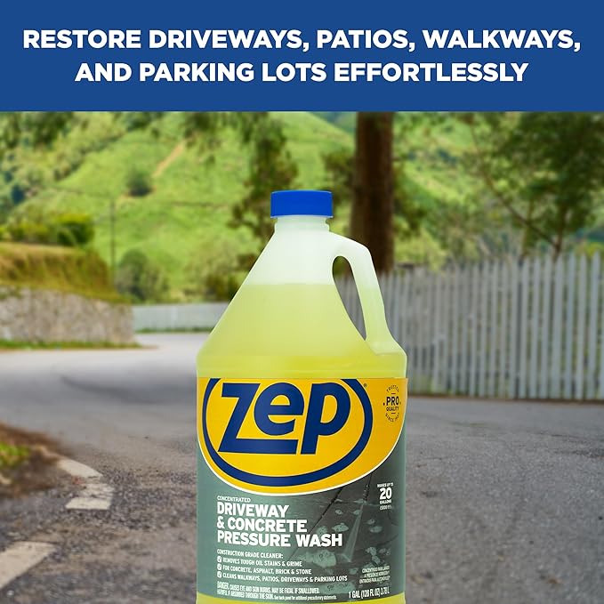 Zep Driveway and Concrete Pressure Wash Cleaner Concentrate - 1 Gal (Case of 4) - ZUBMC128 - Removes Tough Oil Stains and Grime