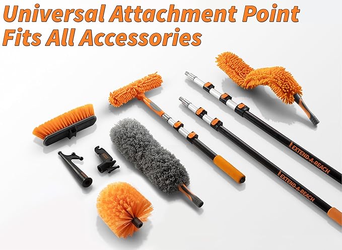 5-25 ft Cobweb Duster with Extension Pole // 30+ Foot High Reach Spider Web Cleaner Cobweb Brush for Outdoor & Indoor Web Cleaning // Lightweight & Sturdy Telescopic Pole // The Ultimate Dusting Kit