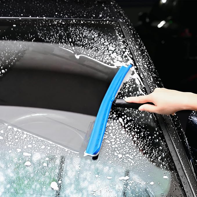 FOSHIO 15 inch Blue Windshield Squeegees, All-Purpose Streak-Free Silicone Squeegee for Window, Bathroom, Glass Shower Doors, Mirror, Car Window