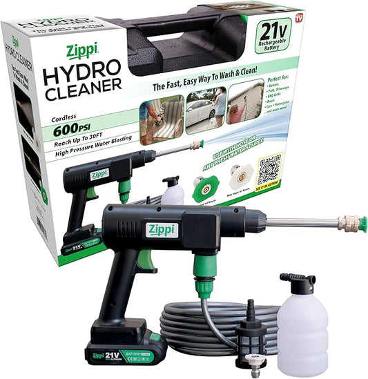 Zippi Hydro Cleaner Standard 2025 – Cordless High-Pressure Scrubber with Foam Dispenser, 1500 mAh Rechargeable & Lightweight for Efficient Outdoor Tile, Grout, and Surface Cleaning