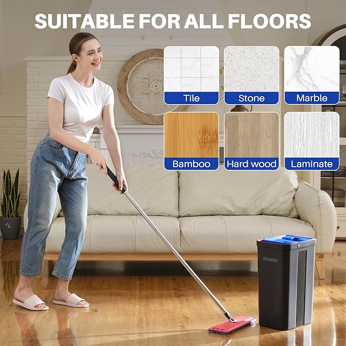 JOYMOOP Microfiber Mop Pads Replacement for JOYMOOP Flat Mop Bucket Set, Pack of 4 Refills 13-inch - Slate Blue