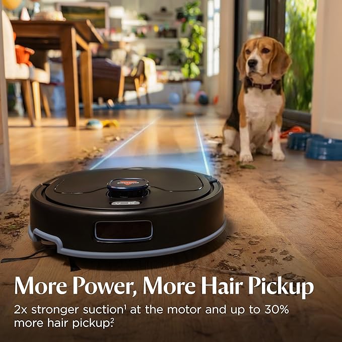 Bissell FlexClean FurForce Robot Vacuum & Mop with No Tangle Pet Brush Roll, LiDAR Navigation & Liftable Pad for Pet Hair Removal on Hard Floors & Rugs, 180min Runtime 60-Day Dust Collection, 4270L