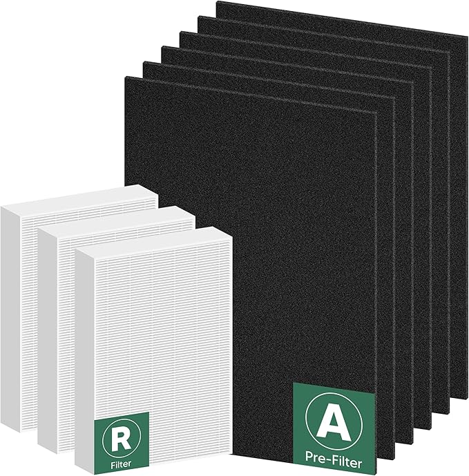 Improvedhand HPA300 HEPA Filter Replacement fit for Honeywell Air Purifier & Replacement Filter R Compatible with HPA304 HPA5300 HPA8350 HPA300VP(3 HEPA Filters&6 Pre-cut Activated Carbon Pre Filters)