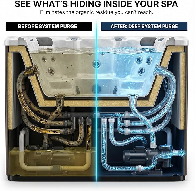 Hot Tub Jet Cleaner 1 Gallon - Spa Line Flush & Spa System Flush - Jet Tub Cleaner for Jets, Lines & Tubes - Pipe & Line Purge Before Drain Refill - Made in USA - BubbyShine