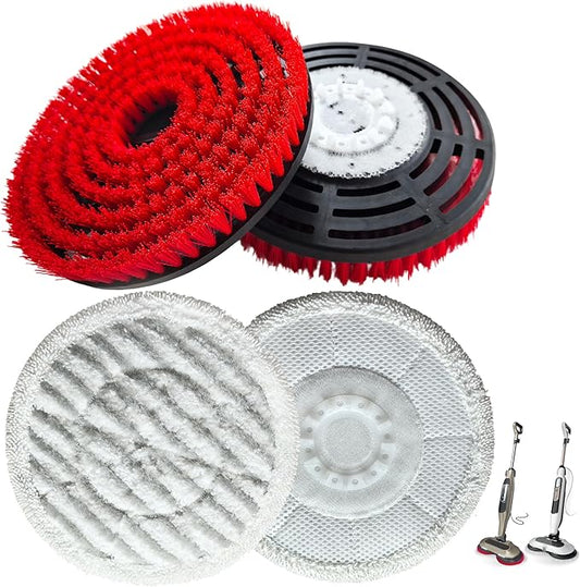 Brush for Shark Steam Mop S7000 S7001 S7020 S7005 S8021 S8001 Replacement Brush Head and Scrub Pad Abrasive Polishing Pad for deep Cleaning Hard Floors Kitchens and bathrooms (4, 2Red 2Gray)