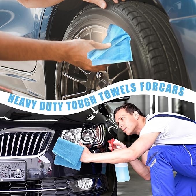 300 Sheets 9.84 x 13.78 in Disposable Shop Towels Bulk Heavy Duty Shop Towels Lint Free Paper Absorbent Anti Dissolution for Garage Car Work(Blue)