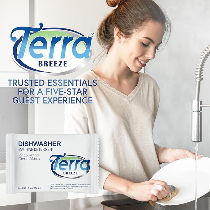 Terra Breeze Automatic Dishwasher Detergent Powder,1.5 oz. Individually Wrapped Packets (50 packs)