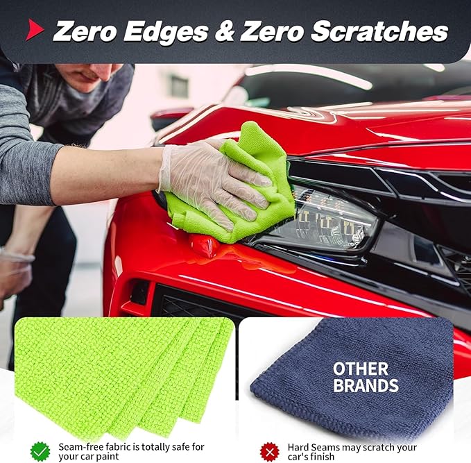FIXSMITH Shop Towels, Microfiber Cleaning Cloth Bulk, 24 Pack Microfiber Towels for Cars, All-Purpose Absorbent Cleaning Rags, Dust Cloth for Automotive, Mechanic, Garage, Bar, 11.5 x 11.5 inch
