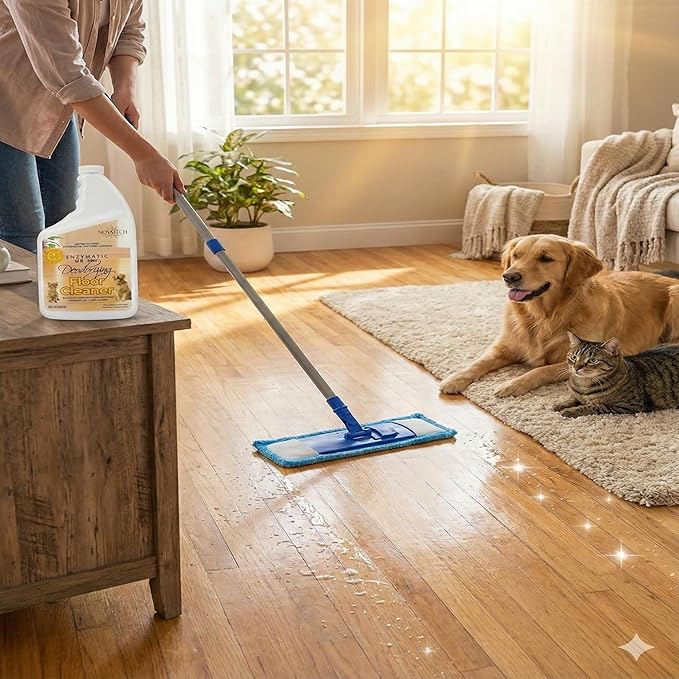 Pet Floor Cleaner – Enzyme Powered Odor Eliminator. Floor Cleaner for Mopping – Removes Urine & Stains – Deep Cleaner for Floors & Grout – Commercial-Grade Concentrate