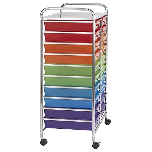 ECR4Kids 20-Drawer Mobile Organizer, Storage Cart, Assorted