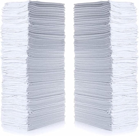 SIMPLI-MAGIC Cotton Shop Towels 14"x12" (145 Pack) – Reusable Cleaning Shop Rags for Automobiles, Industries, Garage and Homes (White)