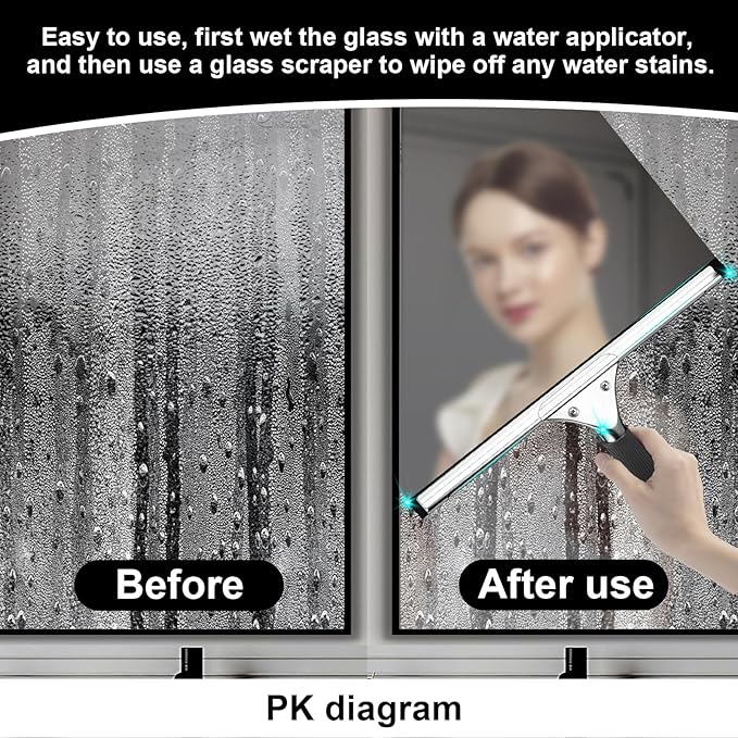 2Pack 14-Inch Multifunctional Rust Proof Window Cleaning Kit. Squeegee for Shower Glass Doors, Bathroom Doors, Mirrors and Windows