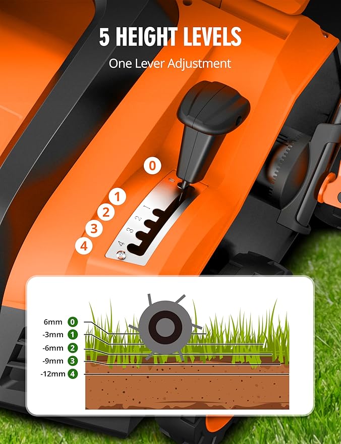 Aspiron 16” Artificial Turf Vacuum, 1800w Canister Vacuum Grass Sweeper 15 Amp Lawn Sweeper Yard Power Brush with 45L Removable Leaf Collection Bag, Quick-Fold, Keeps Clear Sweepy Box, Tangerine
