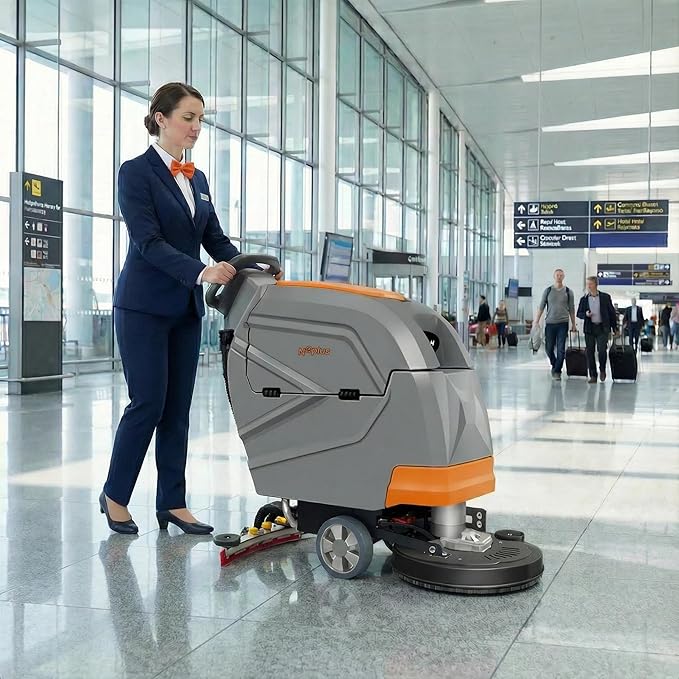 PENNON N3Plus Self-Propelled Walk-Behind Floor Scrubber - 20" Cleaning Path, 31" Squeegee, 13-Gal Recovery Tank, 220 RPM, Forward & Reverse Drive, One-Touch Noise Reduction, Complete Kit