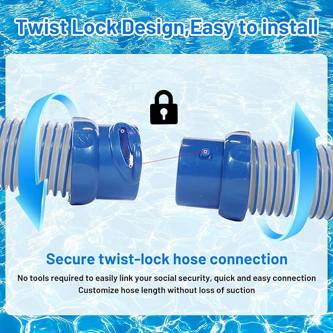 One Year Warranty 9 Pack R0527700 Pool Cleaning Vacuum Hoses，Fast Twist Lock Hose Replacement Kit Compatible with MX6,X7,T3,T5 Swimming Pool Cleaner