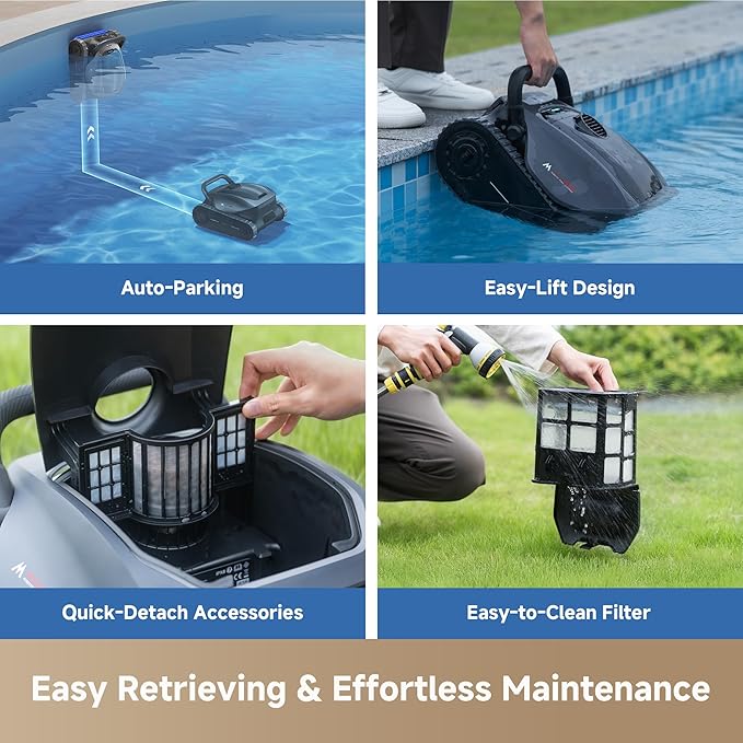 Mova Diver A10 Cordless Robotic Pool Vacuum Cleaner, 6,000GPH Suction, 240min Runtime, Wall Climbing & Double-Pass Waterline Scrubbing, AI-Powered Edge Cleaning & Path Planning, Auto Parking, 8 Modes
