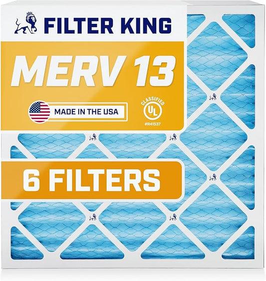Filter King 16.25x21x1 Air Filter | 6-PACK | MERV 13 HVAC Pleated A/C Furnace Filters | MADE IN USA | Actual Size: 16.25 x 21 x .75"