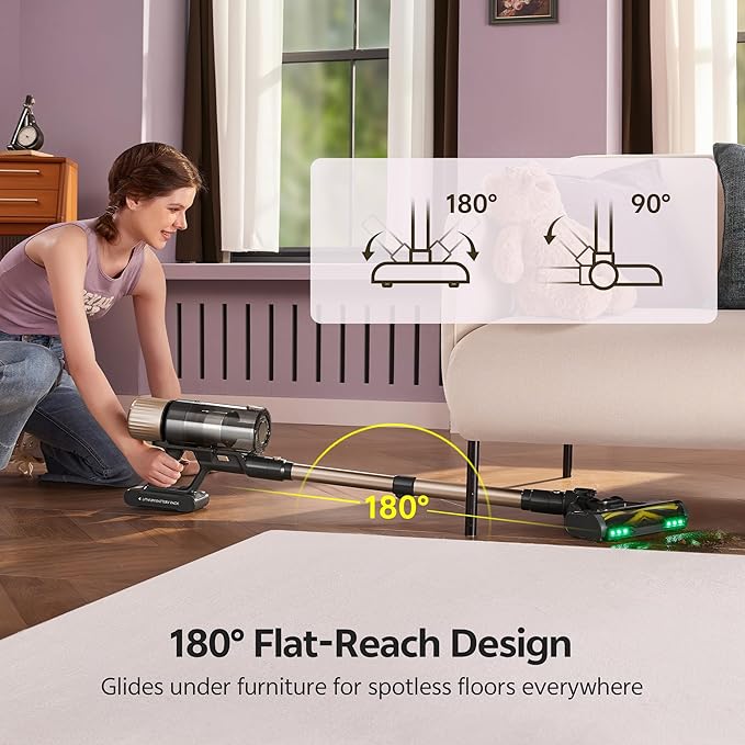 Ultenic Cordless Vacuum Cleaner, 600W 60KPA 65Mins Vacuum Cleaners for Home, Stick Vacuum Cordless with Touch Screen, Self-Standing, 180° Lay-Flat, Anti-Tangle Brush for All Floors/Pet Hair/Carpets