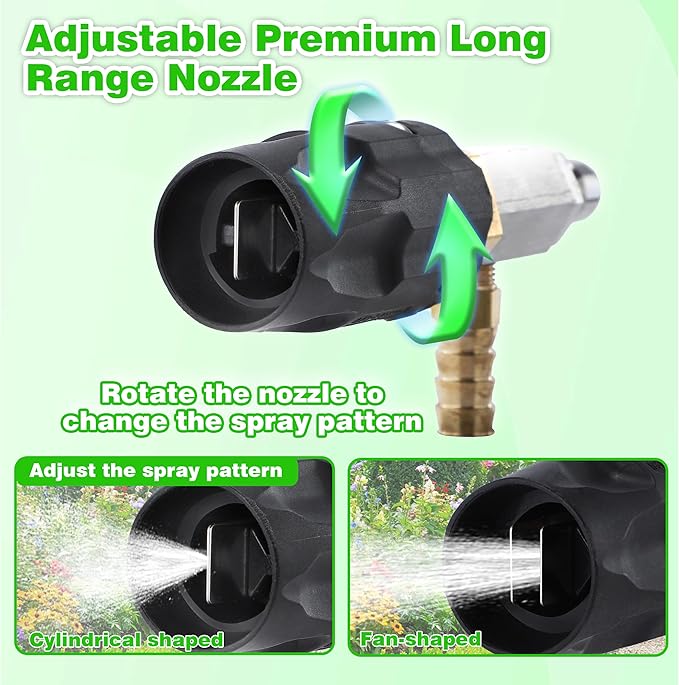 JOEJET Adjustable Pressure Washer Long Range Nozzle, Downstream Injector for Pressure Washer, External Injection Soft Wash Nozzle with 45 FT Siphon Hose, 4-4.5 GPM