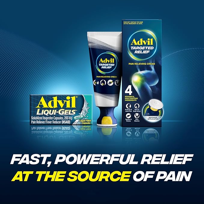 Advil Liqui-Gels Pain Reliever and Fever Reducer, Pain Medicine for Adults with Ibuprofen 200mg for Headache, Backache, Menstrual Pain and Joint Pain Relief - 200 Capsules, Advil PM Ibuprofen - 2 Ct