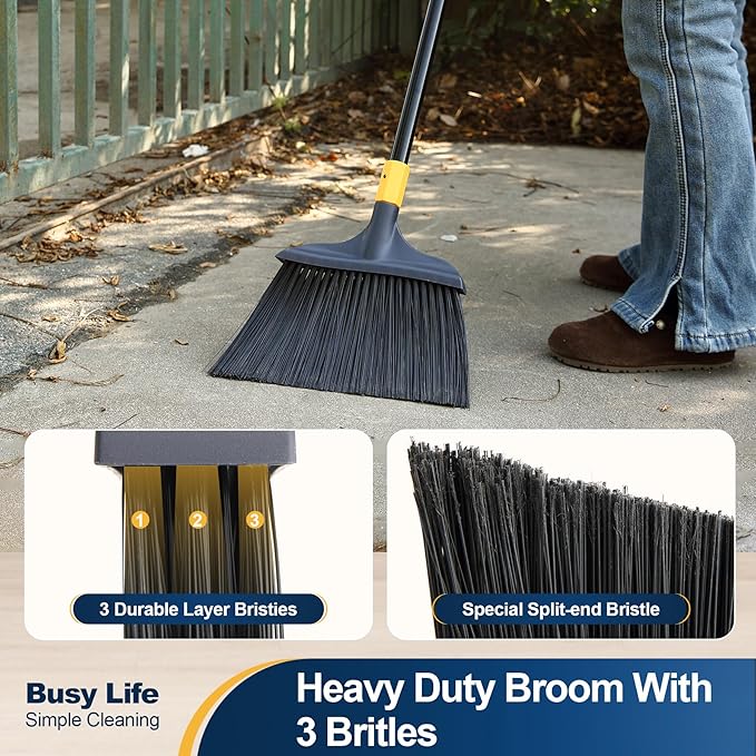 Yocada Heavy-Duty Broom Outdoor Commercial for Courtyard Garage Lobby Mall Market Floor Home Kitchen Room Office Pet Hair Rubbish 54Inch