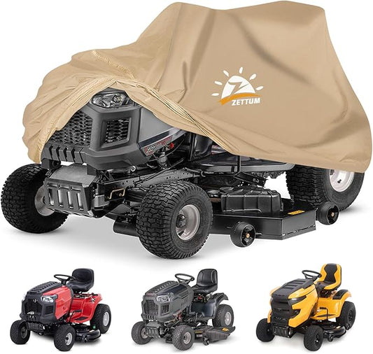 Zettum Riding Lawn Mower Cover - Lawn Tractor Cover Heavy Duty& Waterproof, 600D Outdoor Mower Cover Universal fit with Storage Bag for John Deere, EGO, Toro, Craftsman, Husqvarna, Honda and More