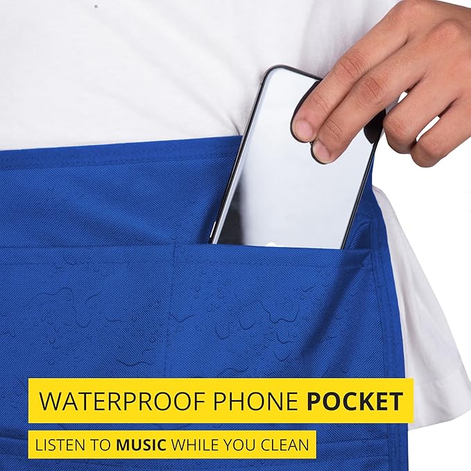 5-Pocket Waterproof Professional Cleaning Apron. Made for Pro Cleaners. Like a Cleaning Caddy Around Your Waist