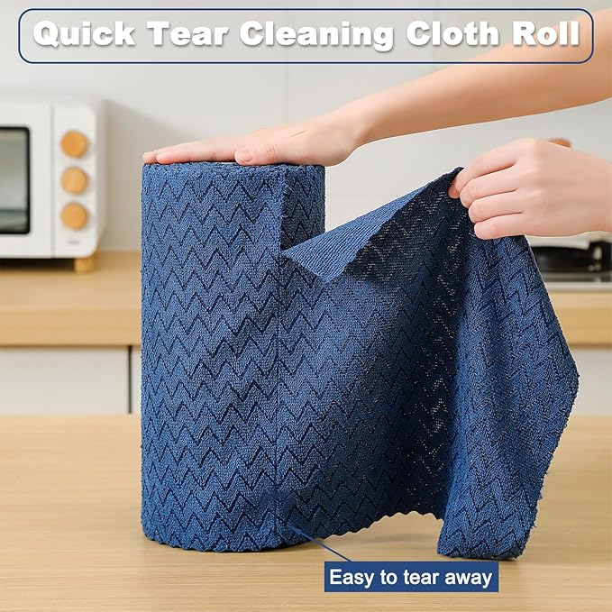 80 Pack Microfiber Cleaning Cloth Roll Reusable Paper Towels 12"x12" Tear Away Cloth,Absorbent Dish Rags for House Kitchen,Wash Cloths,Lint Free Rags for Window Cars Cleaning Supplies