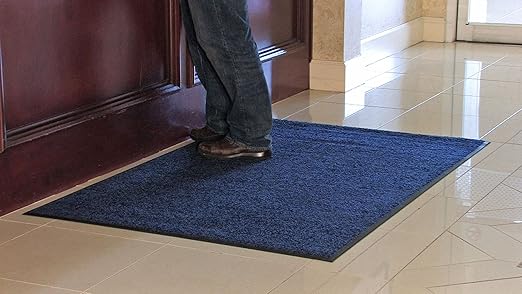 Guardian Platinum Series Indoor Wiper Floor Mat, Rubber with Nylon Carpet, 2'x11', Blue