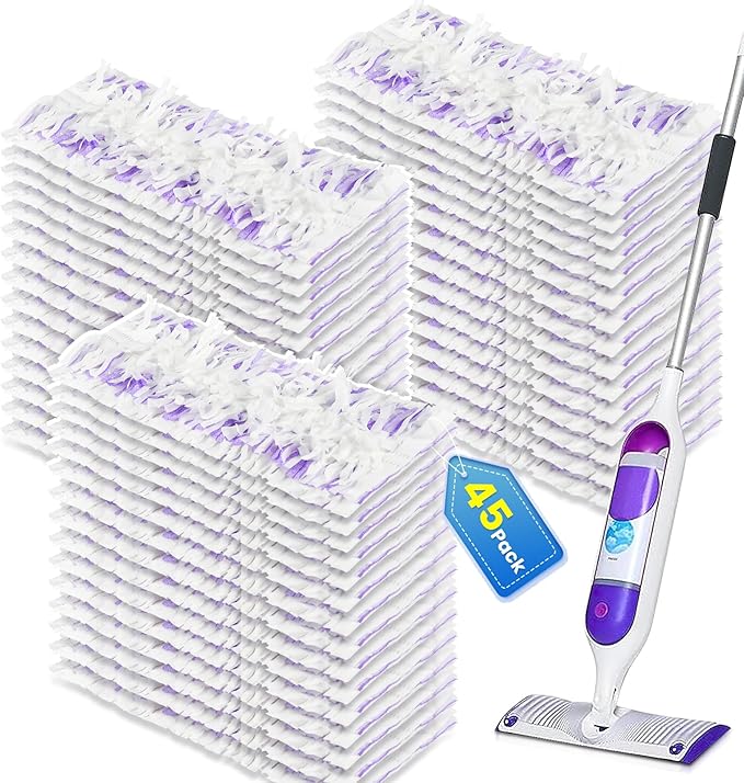 Cleaning Pads Compatible with Swiffer® Power MOP™ Refills | 45 Pack 20% Thicker Pads | Pet Hair & Grease Deep Cleaner