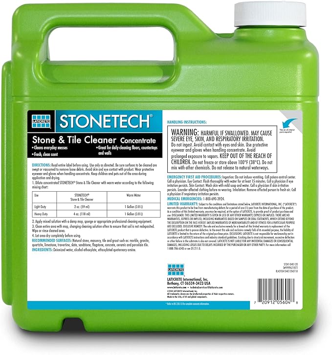 Neutral Formula for Stonetech Stone & Tile Cleaner Spray, Ready-to-Use Daily Surface Grout Cleaner, Use on Natural Stone and Porcelain, Safe and Non-Abrasive Formula for Kitchen & Bathroom, 128 oz