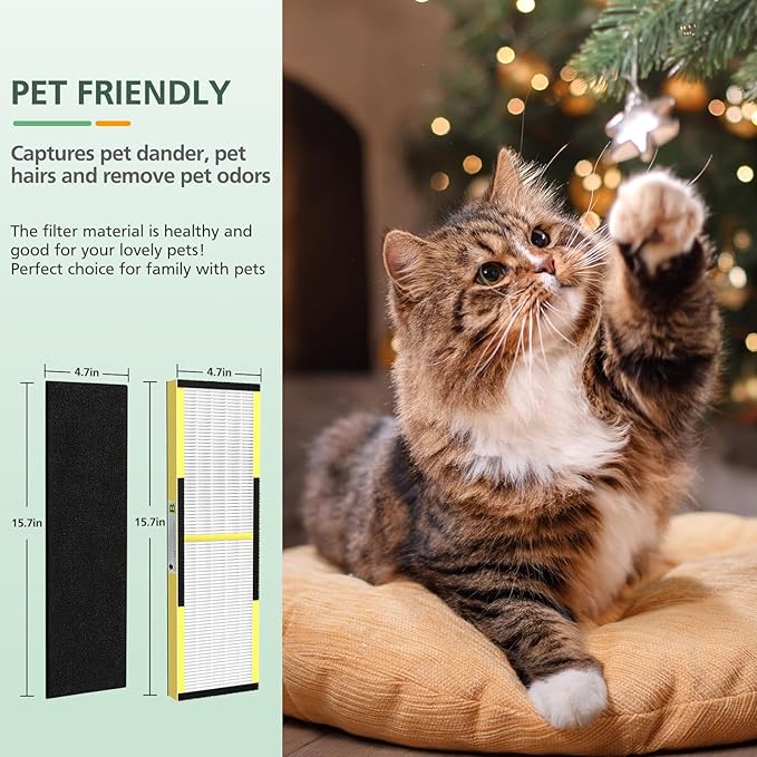 4 Pack HEPA only, FLT4825 True HEPA Filter B Replacement, Compatible with Guardian Air Purifier AC4825 AC4300 AC4800 AC4900 AC4850