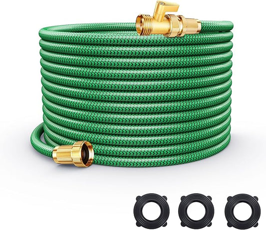 Non-Expanding Garden Hose 100ft, Flexible Weather-resistance Water Hose with 3/4" Solid Leakproof Connector, Knot-free & Anti-cracking & Durable Garden Hoses for Outdoor Watering Cleaning