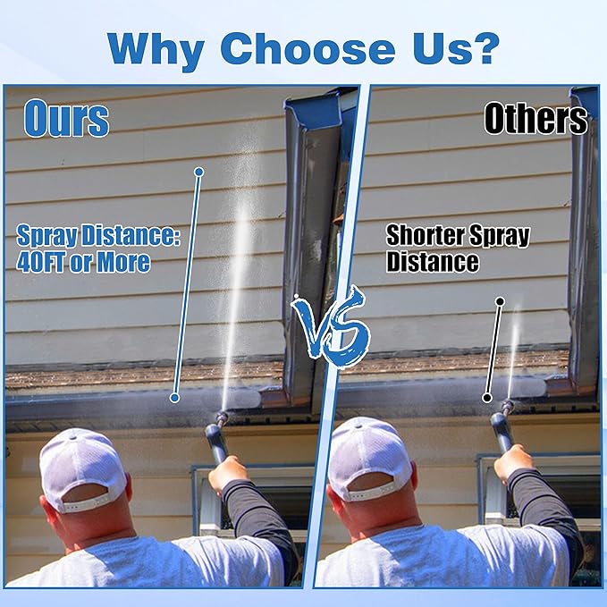 JOEJET Adjustable Chemical Injector Kit, Long Range Pressure Washer Nozzle, External Injection Soft Wash Nozzle with 15 FT Siphon Hose, 2-2.5 GPM