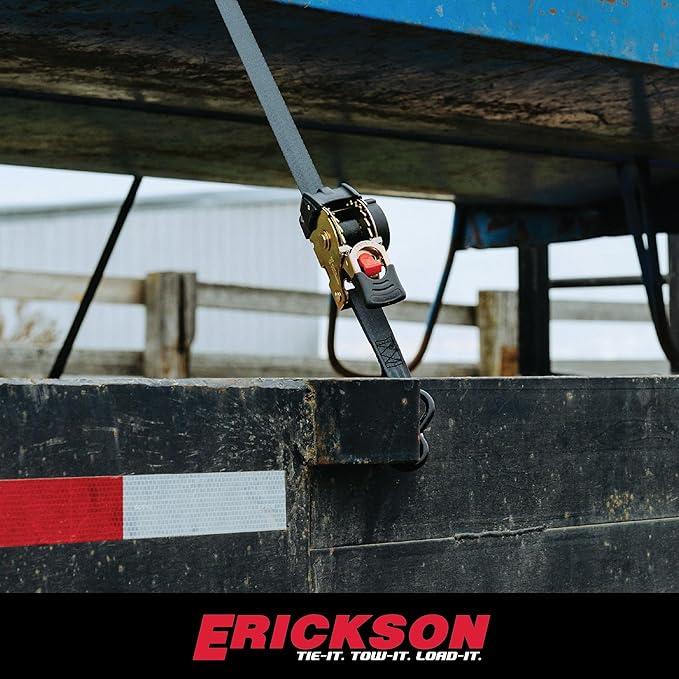 Erickson Pro Series 1in x 10ft Black Retractable Ratcheting Tie-Down Straps, Heavy-Duty Secure Hold, 1500 lb Load Capacity, Pack of 2