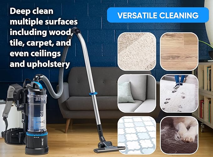 Prolux 2.0 Cordless Battery Bagless Backpack Vacuum Cleaner, Dual HEPA Shield Filtration, Tool Accessory Kit