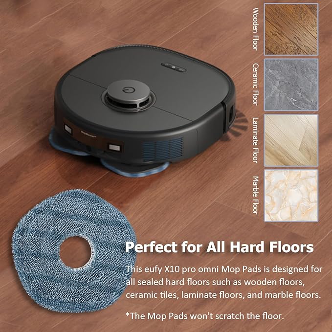 11 Pack Replacement Parts Mop Pads for eufy X10 Pro Omni Accessories Robot Vacuum Accessories, 1 Roller Brush, 2 Filters, 4 Side Brush, 4 Mop Pads