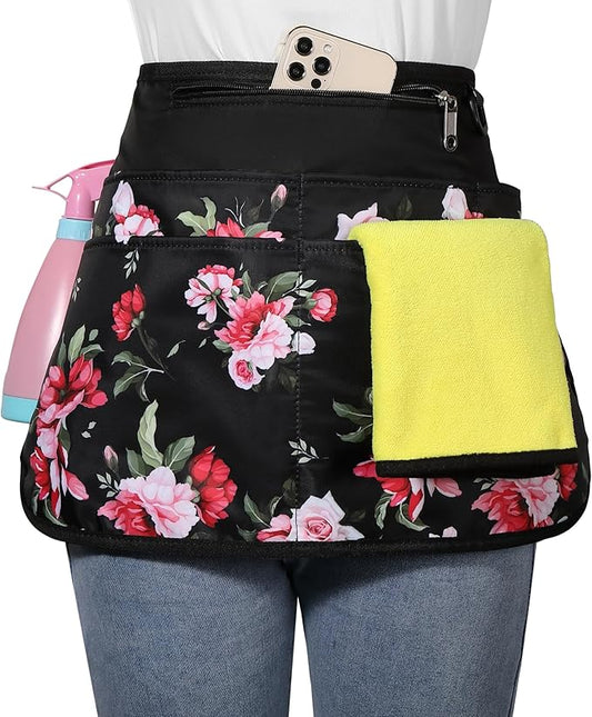 Cleaning Apron Caddy for Women with 6 Pockets, Professional Waterproof Cleaning Supplies for Housekeeping