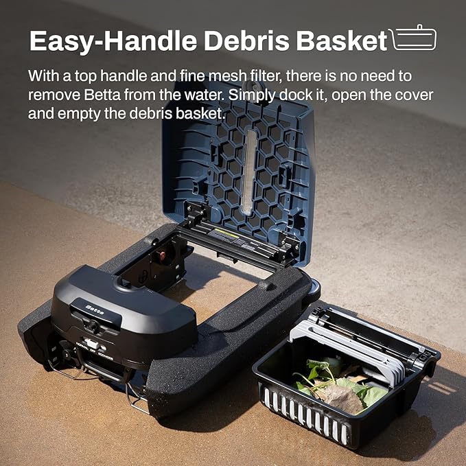 Betta Flex Solar-Powered Robotic Pool Skimmer – Cordless with Dual Cleaning Modes, Soft-Touch Pool Protection. Compatible with Infinity Edge, In-Ground & Above-Ground Pools (Blue)