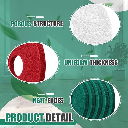 3 Pcs 12" Cleaning Orbiter Pads Commercial Floor Buffer Pads Hardwood Floor Maintenance Scrubber Polisher Cleaning and Stripping for Orbiter Machine (Green,Red,White)