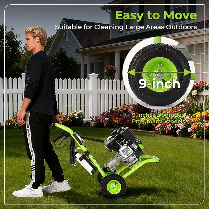 4200PSI Pressure Washer 4.0GPM Gas Power Washer 212CC Gas Powered Washing Machine Commercial High Pressure Washer with 25ft Hose&5 Nozzles for Patio Garden Yard Vehicle,EPA/CARB/ETL (Green & Black)