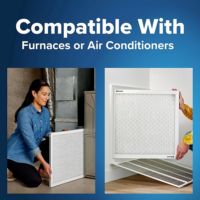 Filtrete 16x20x1 AC Furnace Air Filter, MERV 5, MPR 300, Capture Unwanted Particles, 3-Month Pleated 1-Inch Electrostatic Air Cleaning Filter, 6-Pack (Actual Size15.69x19.69x0.81 in)