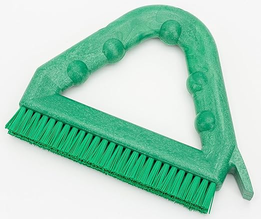SPARTA Plastic Commercial Grout Brush, Triangle-Shaped Scrub Brush with Scraper and Two Threaded Holes for Attaching Handle (Sold Separately), 9 x 7 x 7 Inches, Green