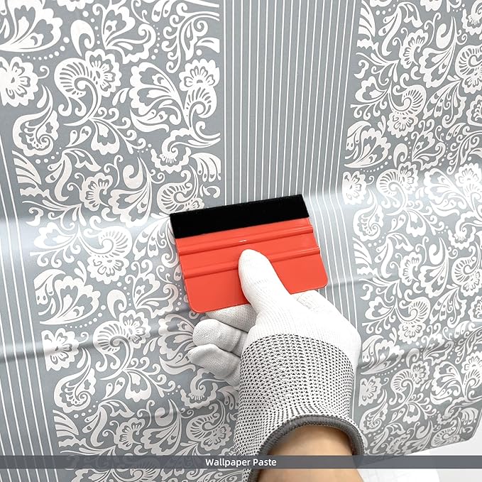 EHDIS 10pcs Vinyl Squeegee 4 Inch Car Vinyl Scraper Decal Applicator Window Tint Wallpaper Smoothing Tool with Black Fabric Felt Edge (Red)