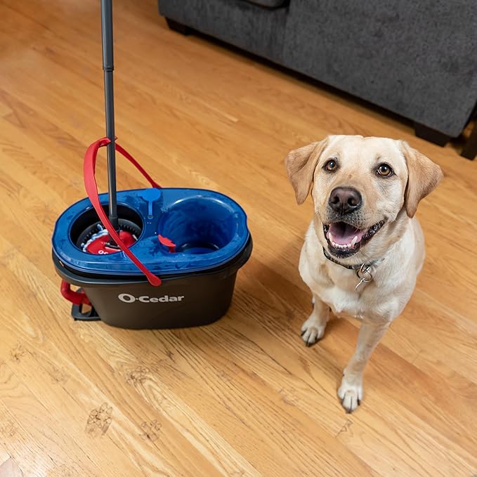 O-Cedar RinseClean Spin Mop & Bucket System | Clean with Water | Removes 99% of Bacteria Plastic
