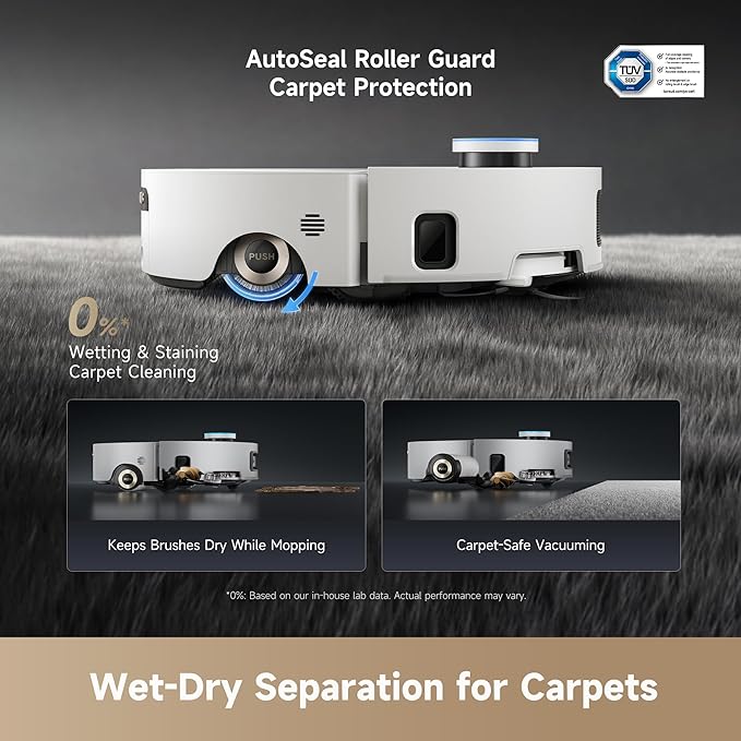 DREAME Aqua10 Ultra Roller Robot Vacuum and Mop & 30,000Pa Suction, Self-Cleaning Dock & Extending Roller Mop, Heat-Washes & Dries, Carpet Protection, AI Camera & LiDAR Avoidance Tech, Voice Control