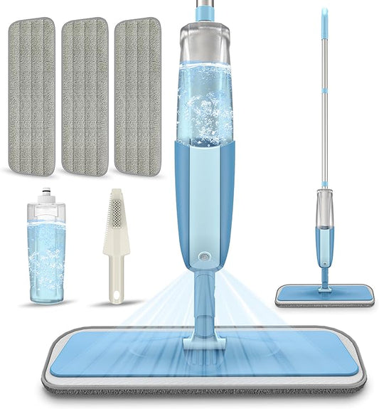 Spray Wet Mops for Hardwood Floor Cleaning: MEXERRIS Floor Mop with 3 Washable Pads for Swiffer Powermop - Refillable Dust Dry Mop Home Commercial Mops for Wood Laminate Ceramic Tiles Vinyl