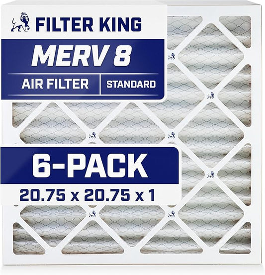 Filter King 20.75x20.75x1 Air Filter | 6-PACK | MERV 8 HVAC Pleated A/C Furnace Filters | MADE IN USA | Actual Size: 20.75 x 20.75 x .75"